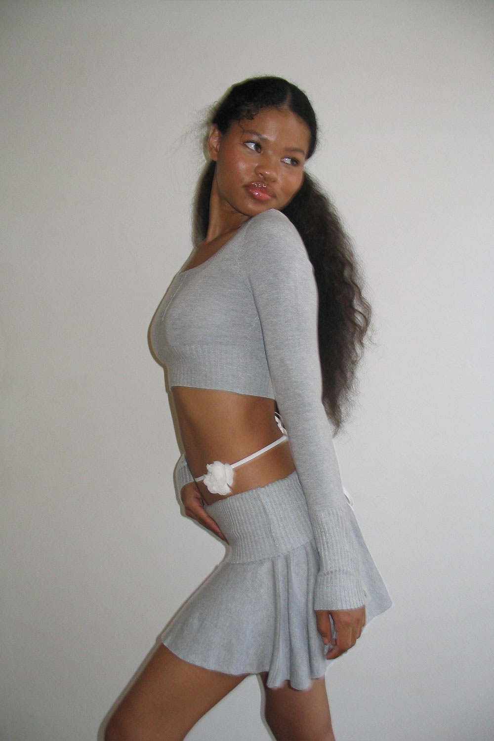 Claude Lightweight Knit Mini Skirt - Heather Grey - Image 3