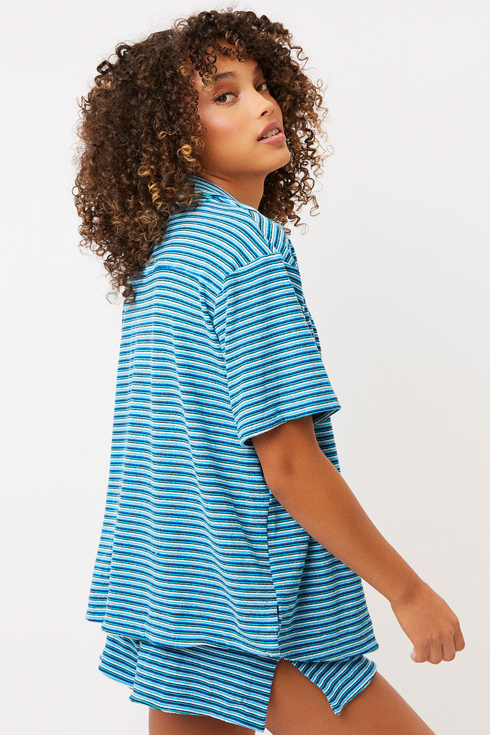Alternative view of Coco Striped Terry Shorts - Positano Stripe