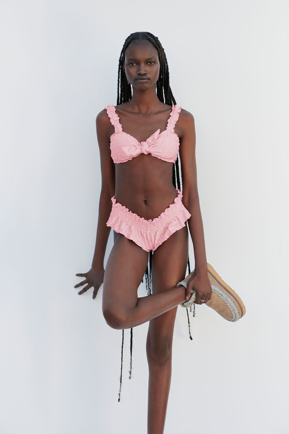 Alternative view of Colby Eyelet Shine Bikini Top - Cherry Blossom