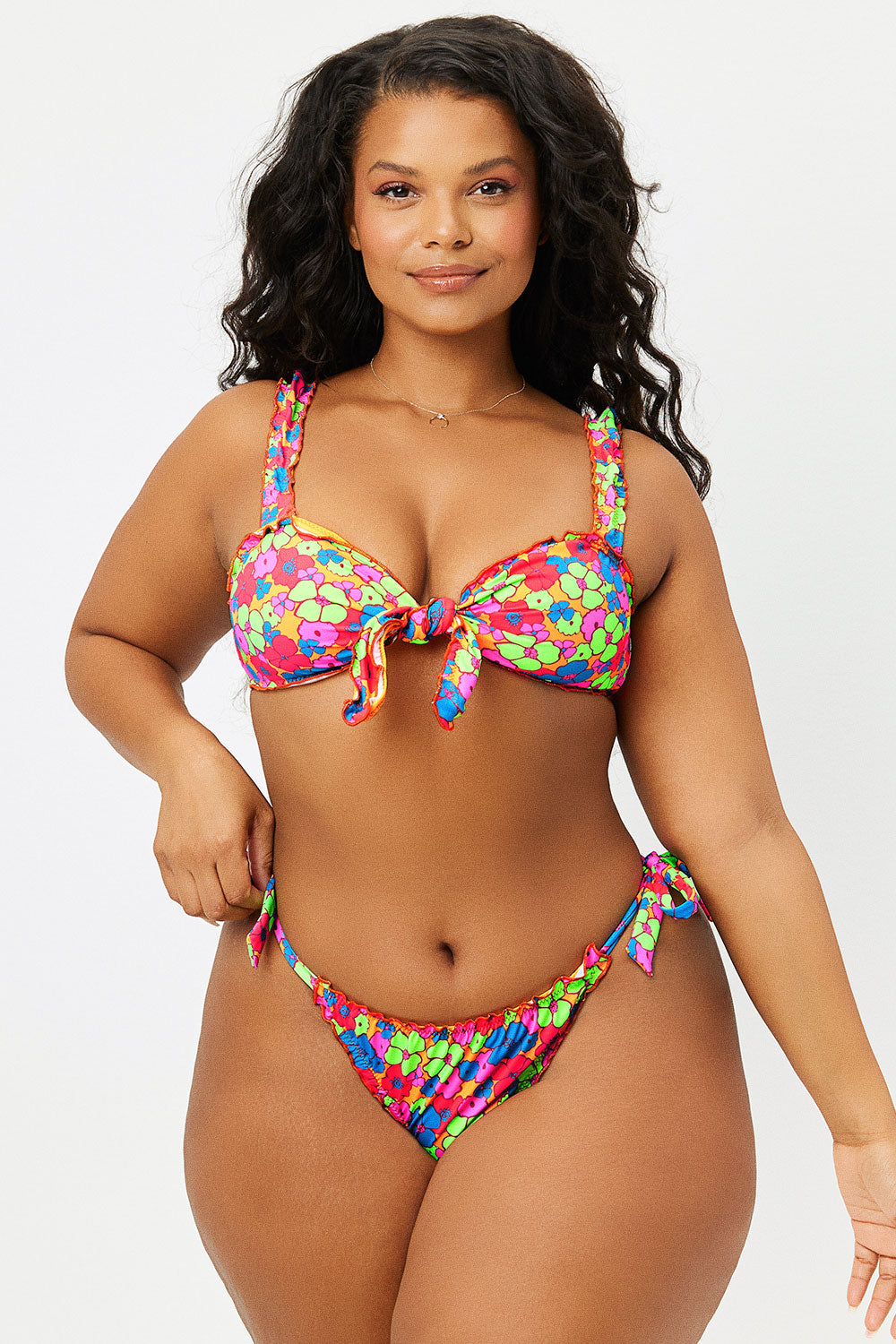 Alternative view of Colby Tie Front Ruffle Bikini Top - Groovy