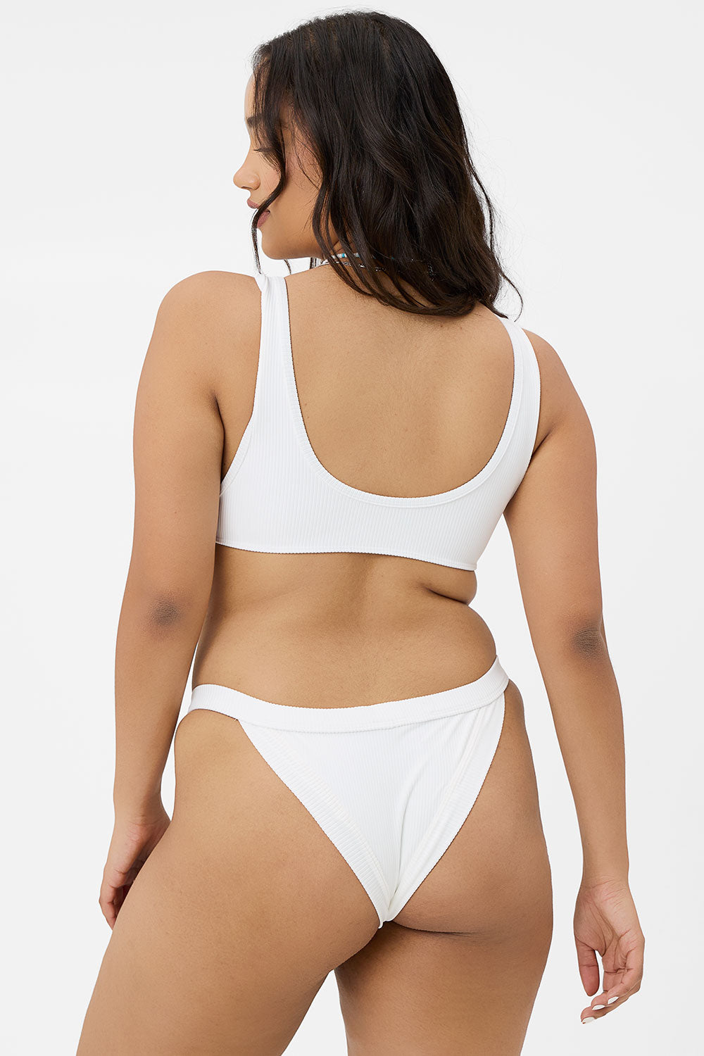Alternative view of Cole Ribbed Cheeky Bikini Bottom - White
