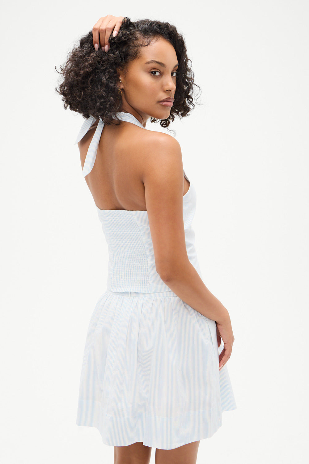 Alternative view of Cottage Striped Halter Top - Saltwater Stripe