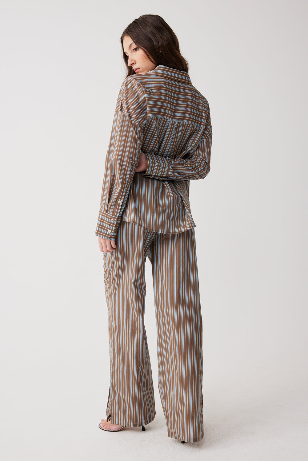 Alternative view of Daisy Striped Low Rise Pant - Ocean Stone