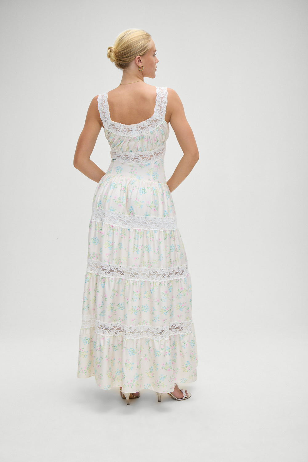 Dakota Floral Satin Maxi Dress - French Riviera - Image 4