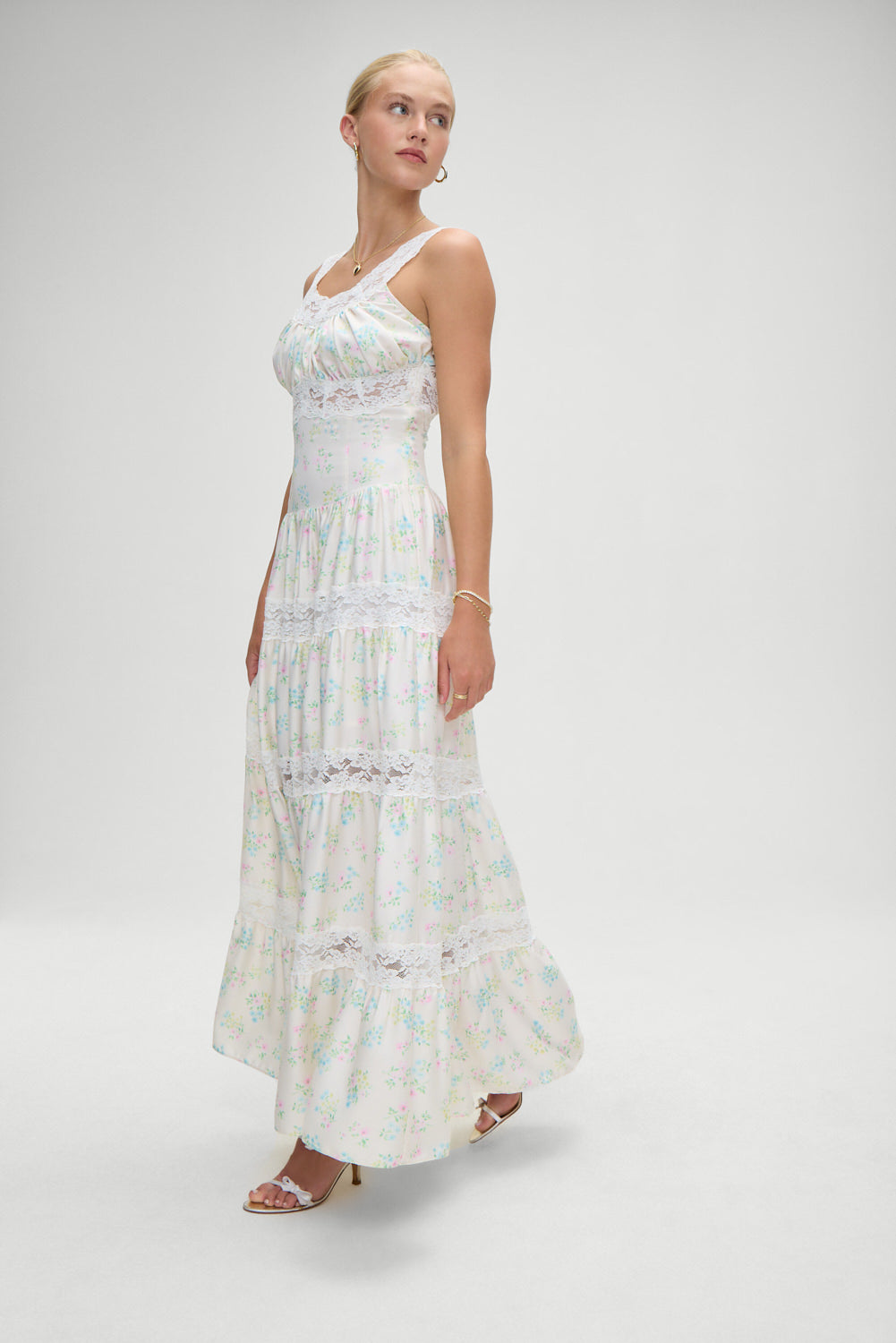 Dakota Floral Satin Maxi Dress - French Riviera - Image 6