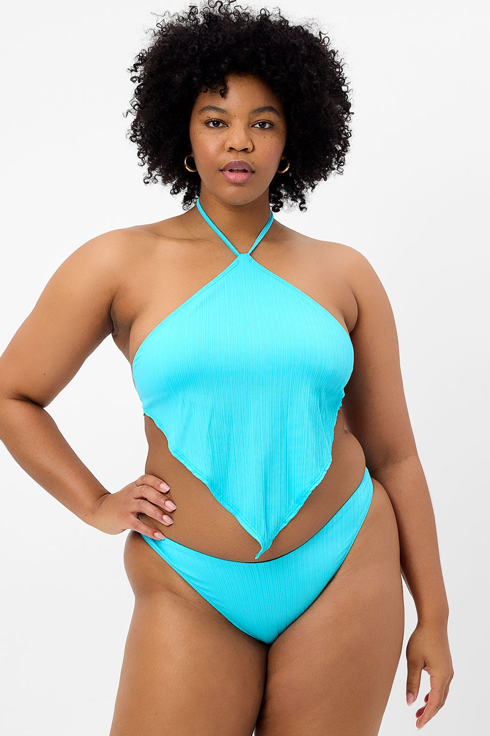Enzo Plissé Cheeky Bikini Bottom - Aquamarine - Image 3
