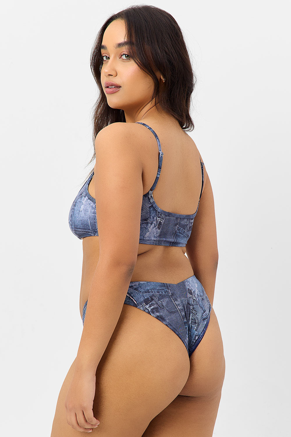 Alternative view of Enzo Cheeky Bikini Bottom - Blue Jean