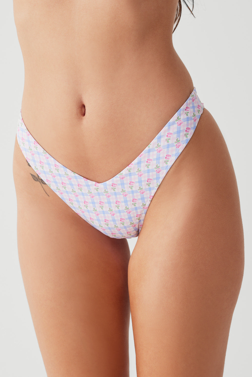 Enzo Plaid Cheeky Bikini Bottom - Rose Picnic - Image 4