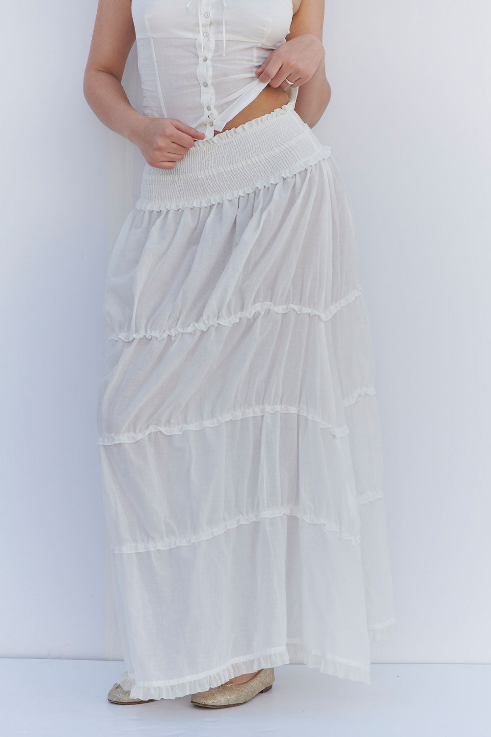 Alternative view of Evangelina Ruffle Maxi Skirt - Sunrose
