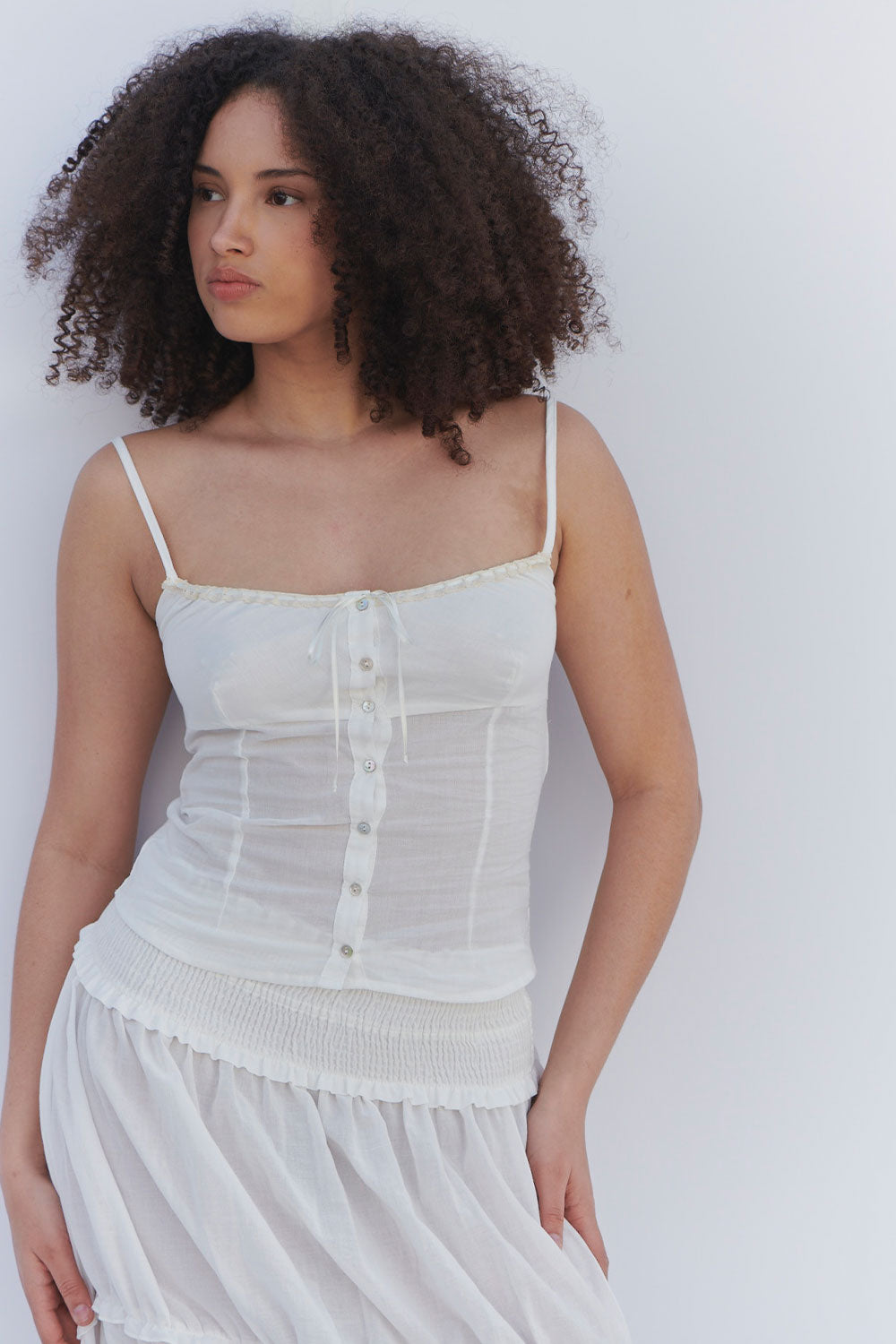 Alternative view of Evangelina Button Up Tank - Sunrose