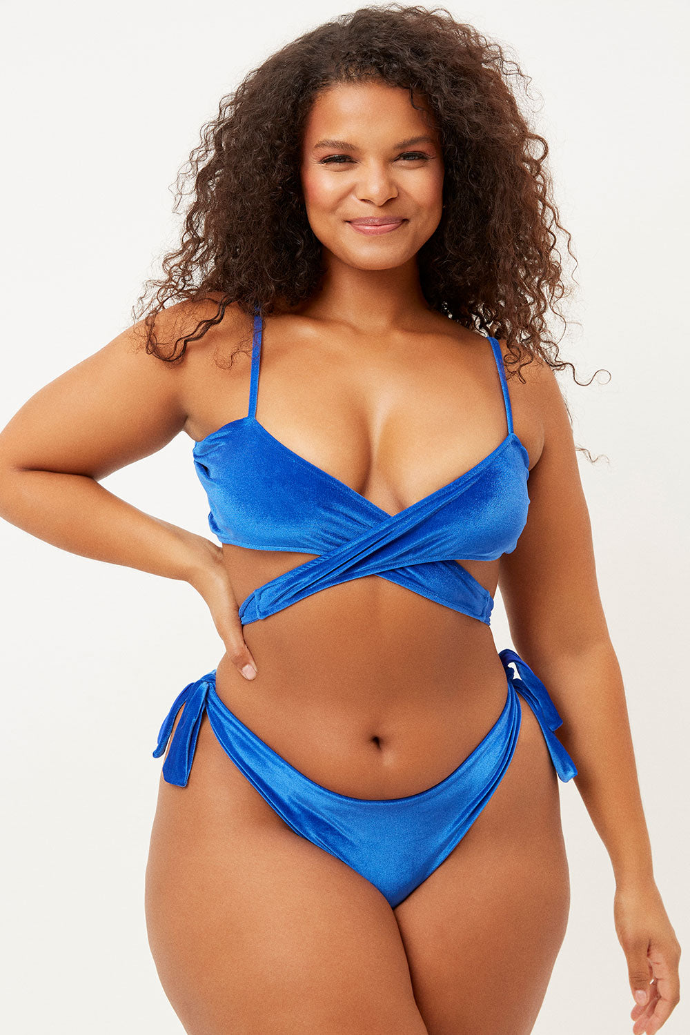 Alternative view of Falcon Wrap Velvet Bikini Top - Pacific