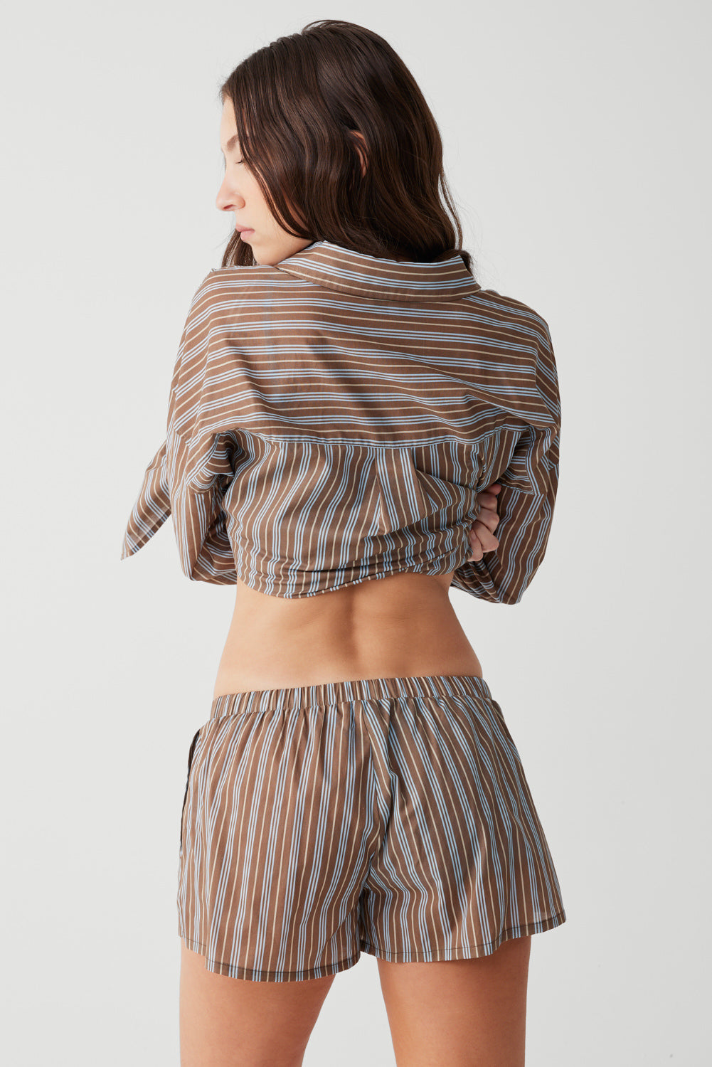 Alternative view of Farmhouse Striped Mini Short - Ocean Stone