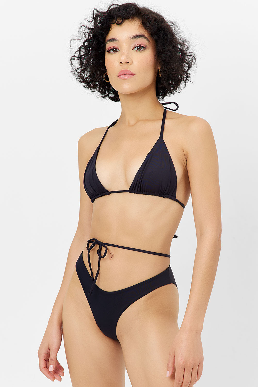 Alternative view of Foxy Tie Front Cheeky Bikini Bottom - Black