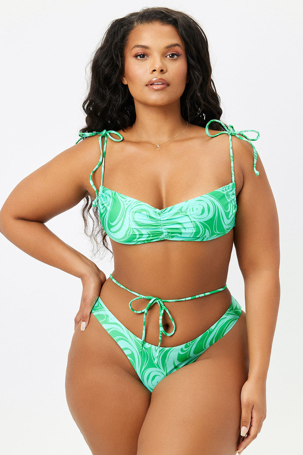 Alternative view of Foxy Satin String Bikini Top - Rainforest