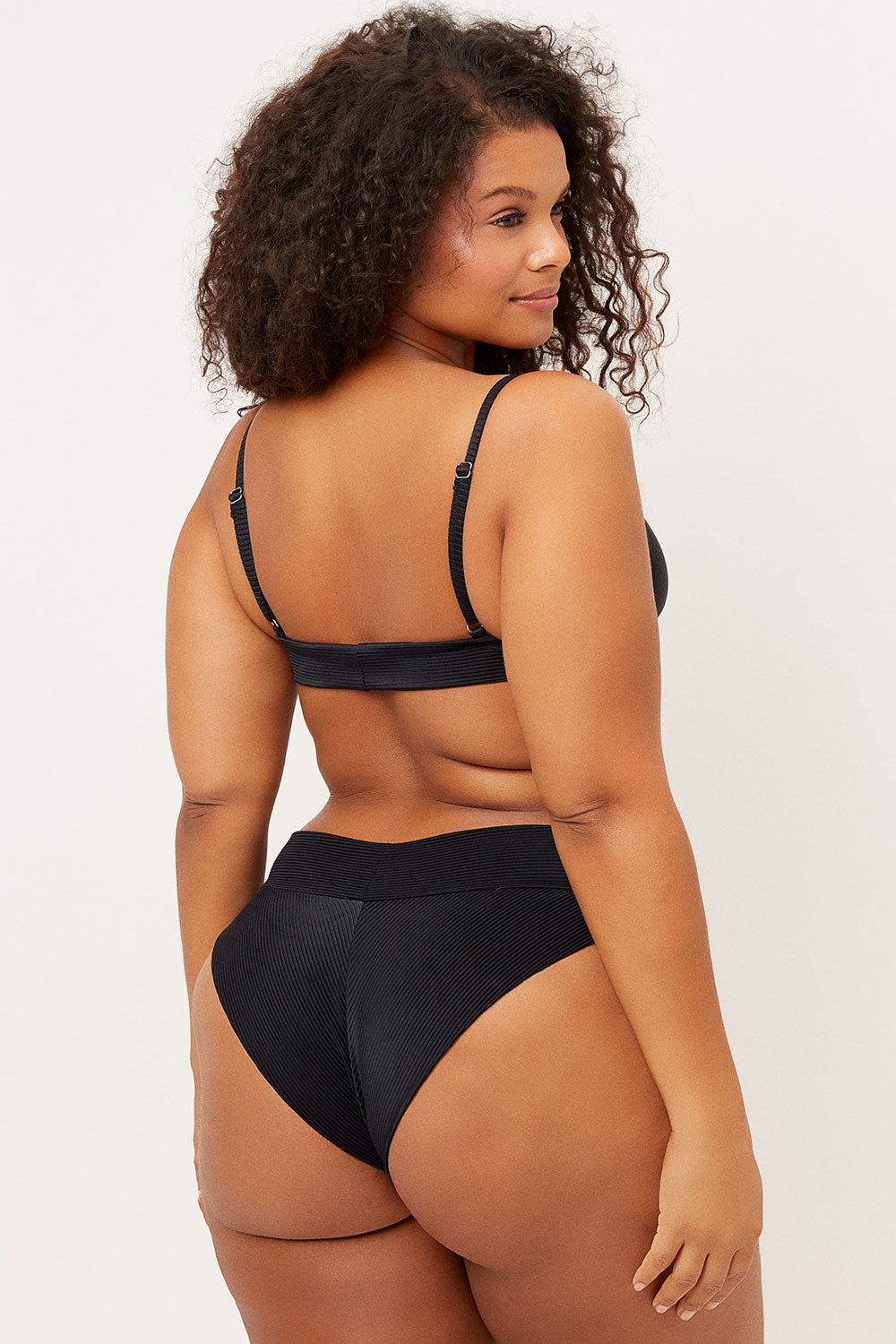Alternative view of Gavin Ribbed Cheeky Bikini Bottom - Black