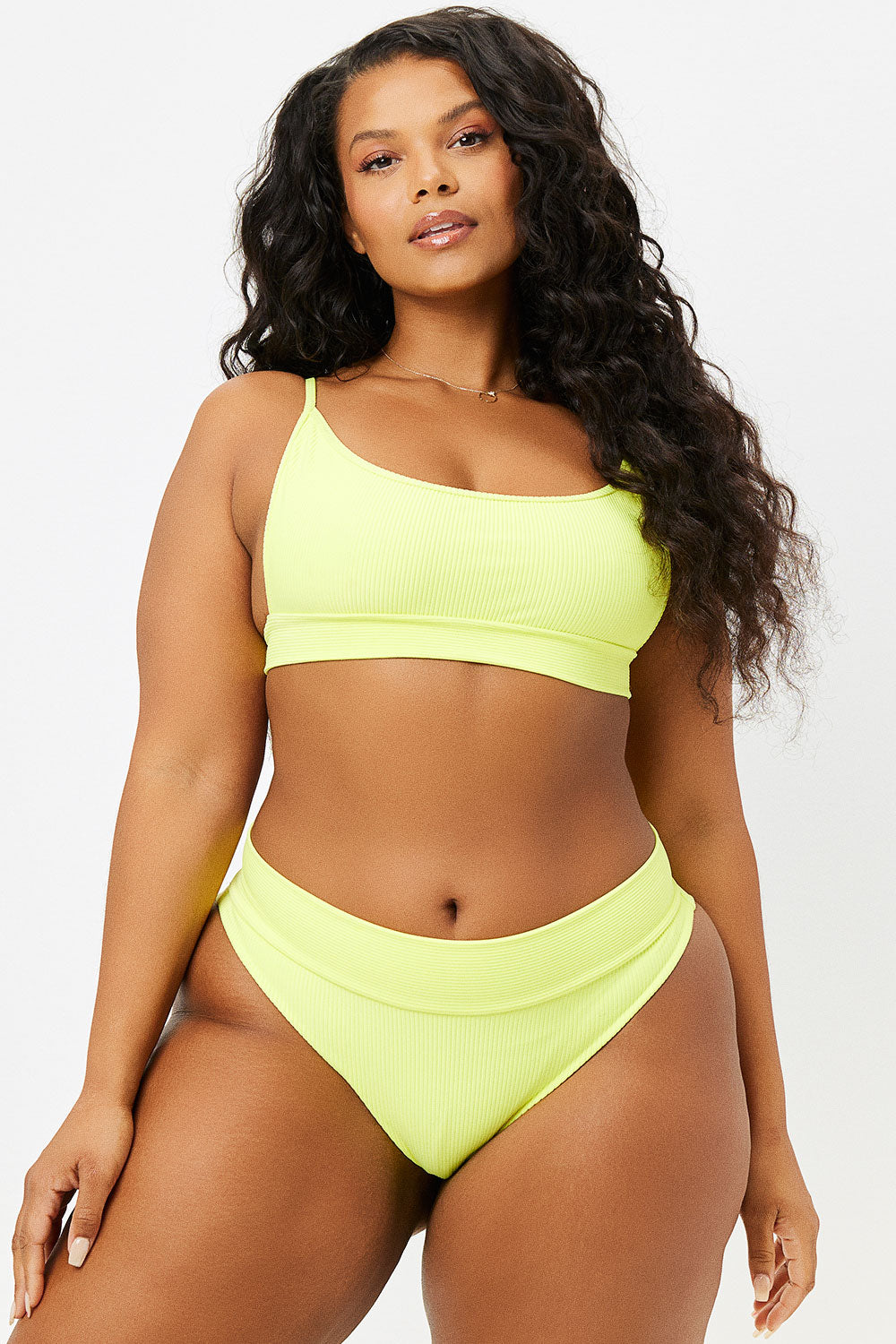 Alternative view of Gavin Ribbed Scoop Bikini Top - Lemonade