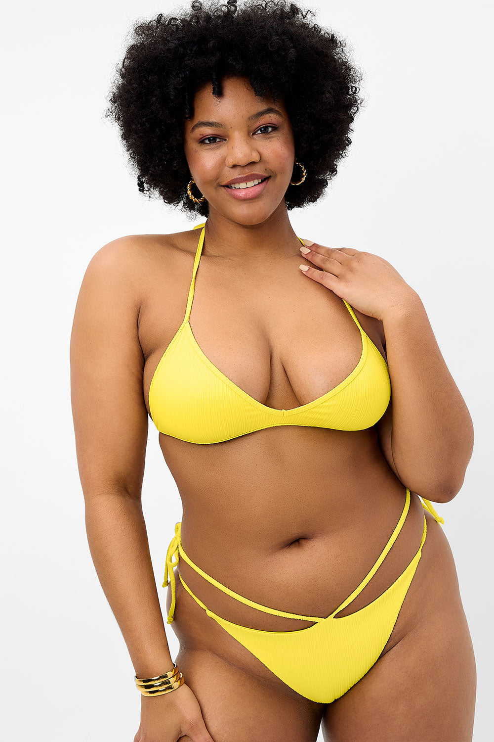 Halo Plissé String Bikini Bottom - Pina Colada - Image 3