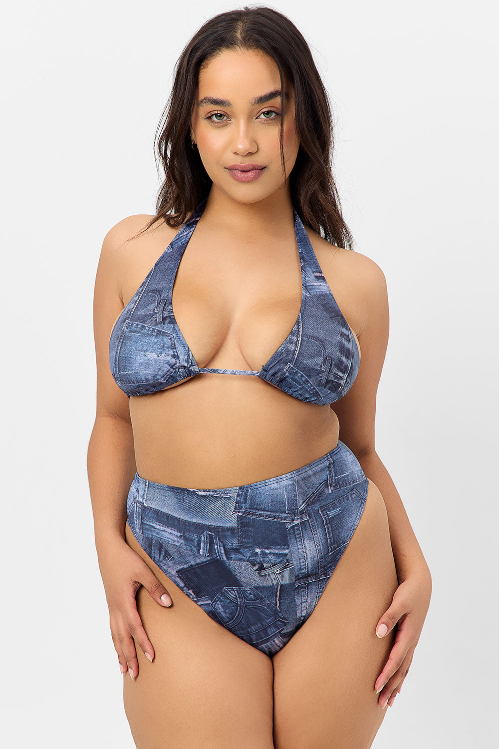 Alternative view of Harlow Halter Bikini Top - Blue Jean