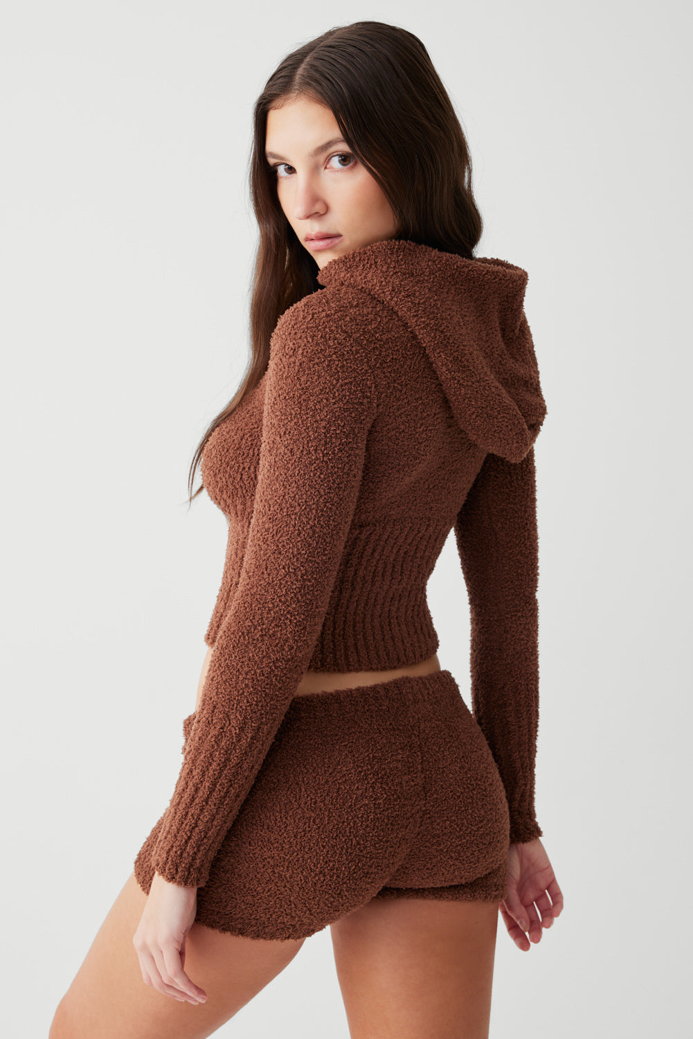 Alternative view of Harlowe Fuzzy Zip Up Hoodie - Chocolate Lily