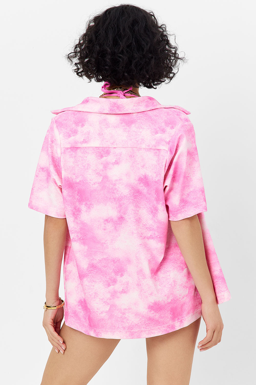 Hunter Terry Button Up Shirt - Distorted Pink Dye - Image 3
