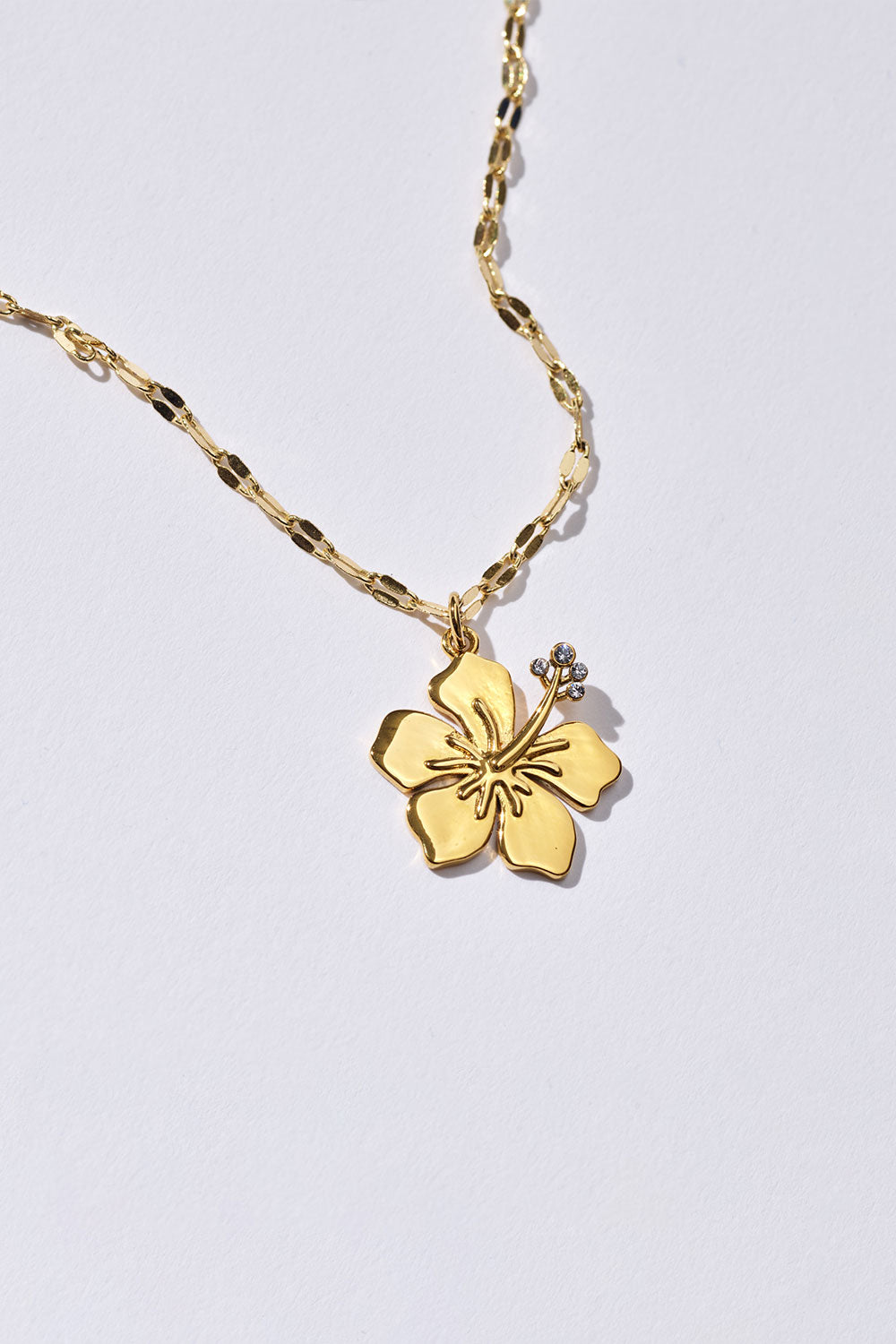 Alternative view of Hibiscus Charm Necklace - Gold