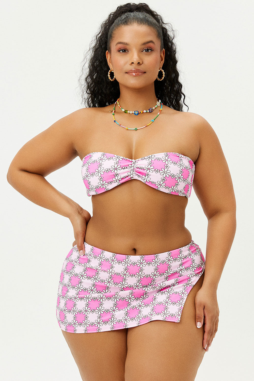 Alternative view of Jeanette Terry Strapless Bikini Top - Pink Daisy