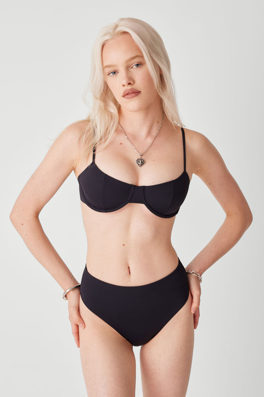 Jenna High Waist Bikini Bottom - Black - Image 2