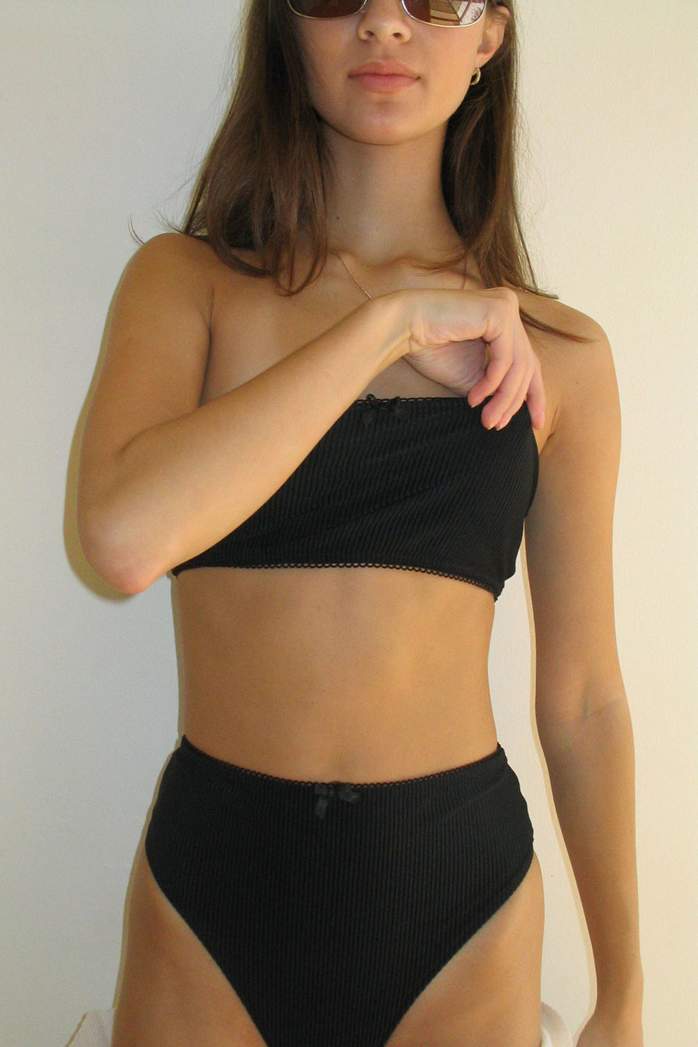 Alternative view of Jenna Ribbed High Waist Bikini Bottom - Midnight