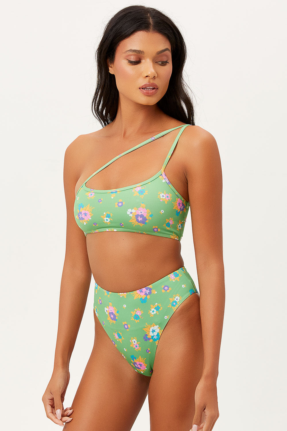 Alternative view of Jenna High Waist High Cut Bikini Bottom - Meadow