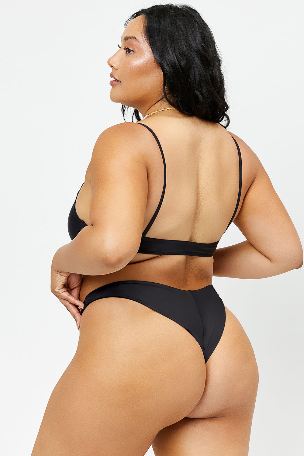Alternative view of Katarina Satin Cheeky Bikini Bottom - Black