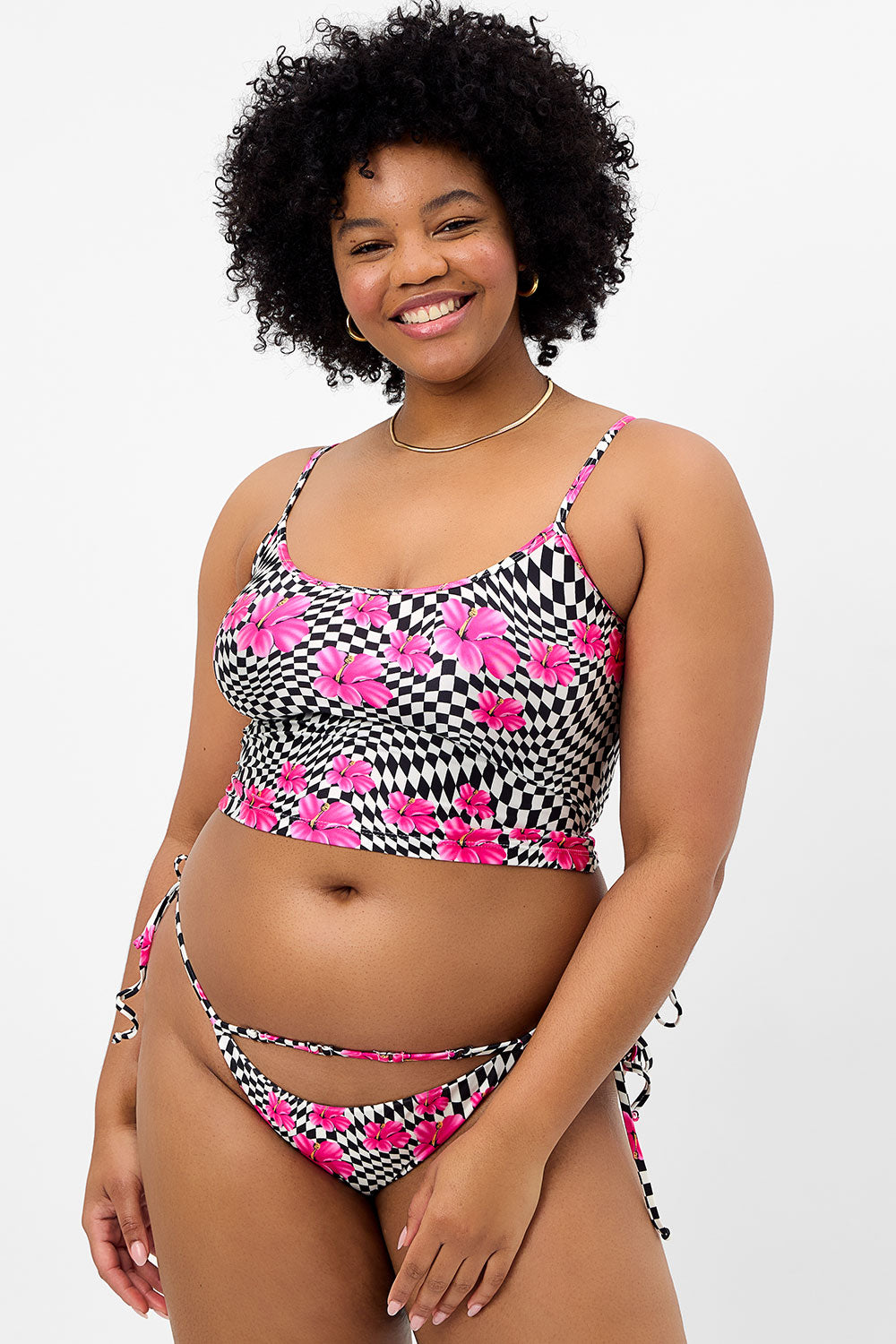 Keira Shine Cheeky Bikini Bottom - Black Morrison Hibiscus - Image 3