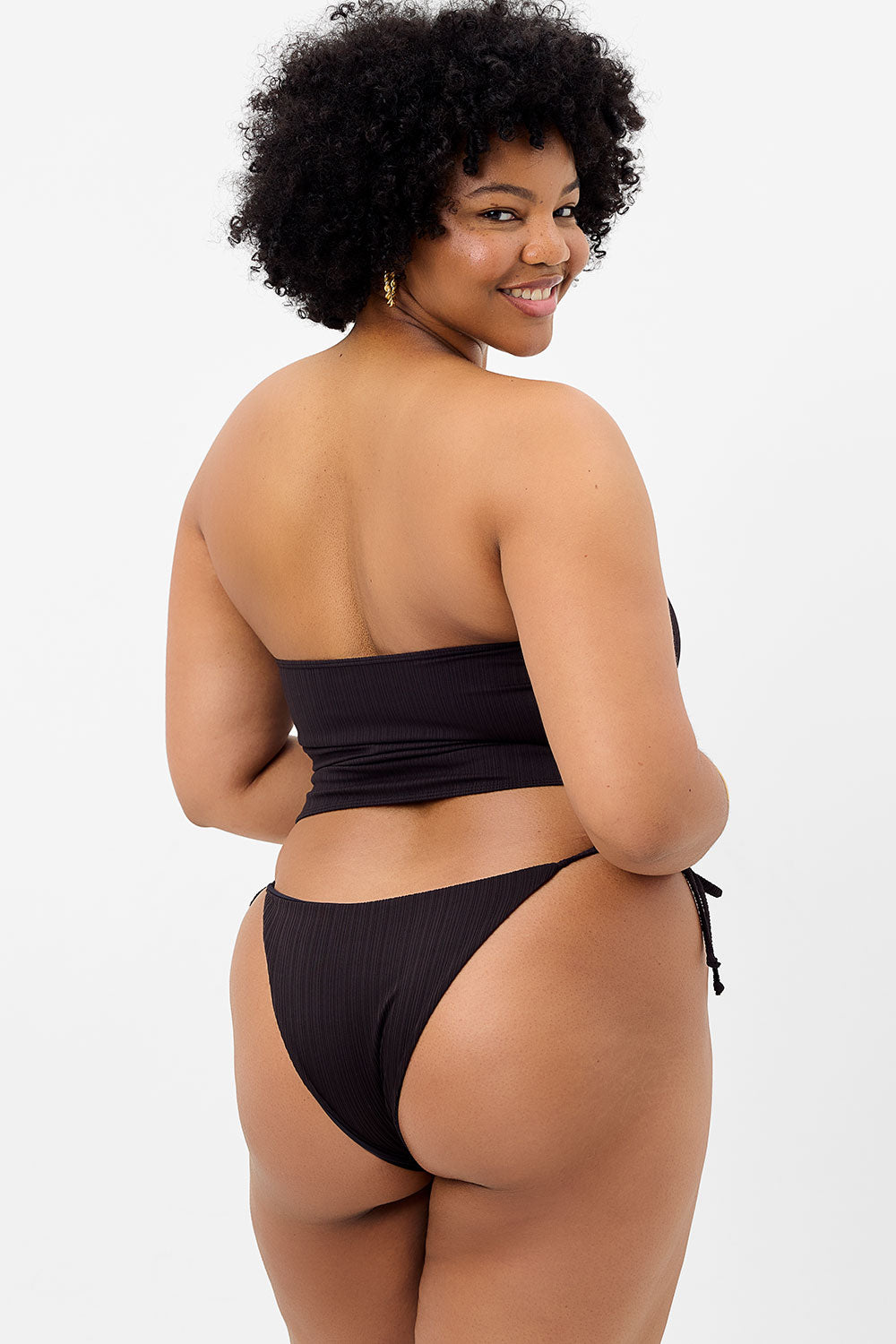 Alternative view of Keira Plissé Cheeky Bikini Bottom - Black