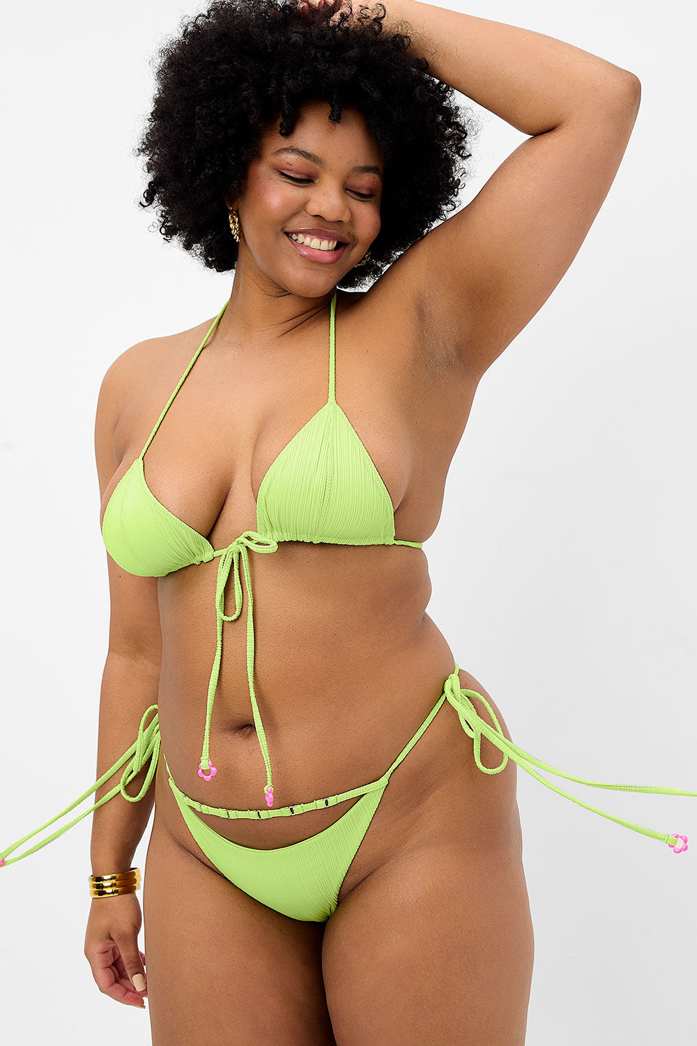 Keira Plissé Cheeky Bikini Bottom - Kiwi - Image 3