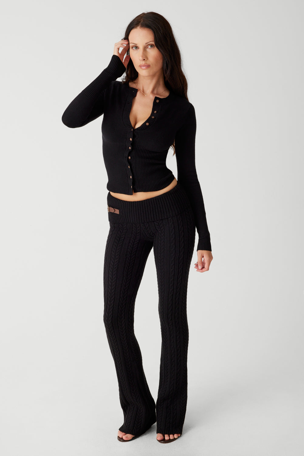 Alternative view of Lenon Cloud Knit Button Up Cardigan - Black