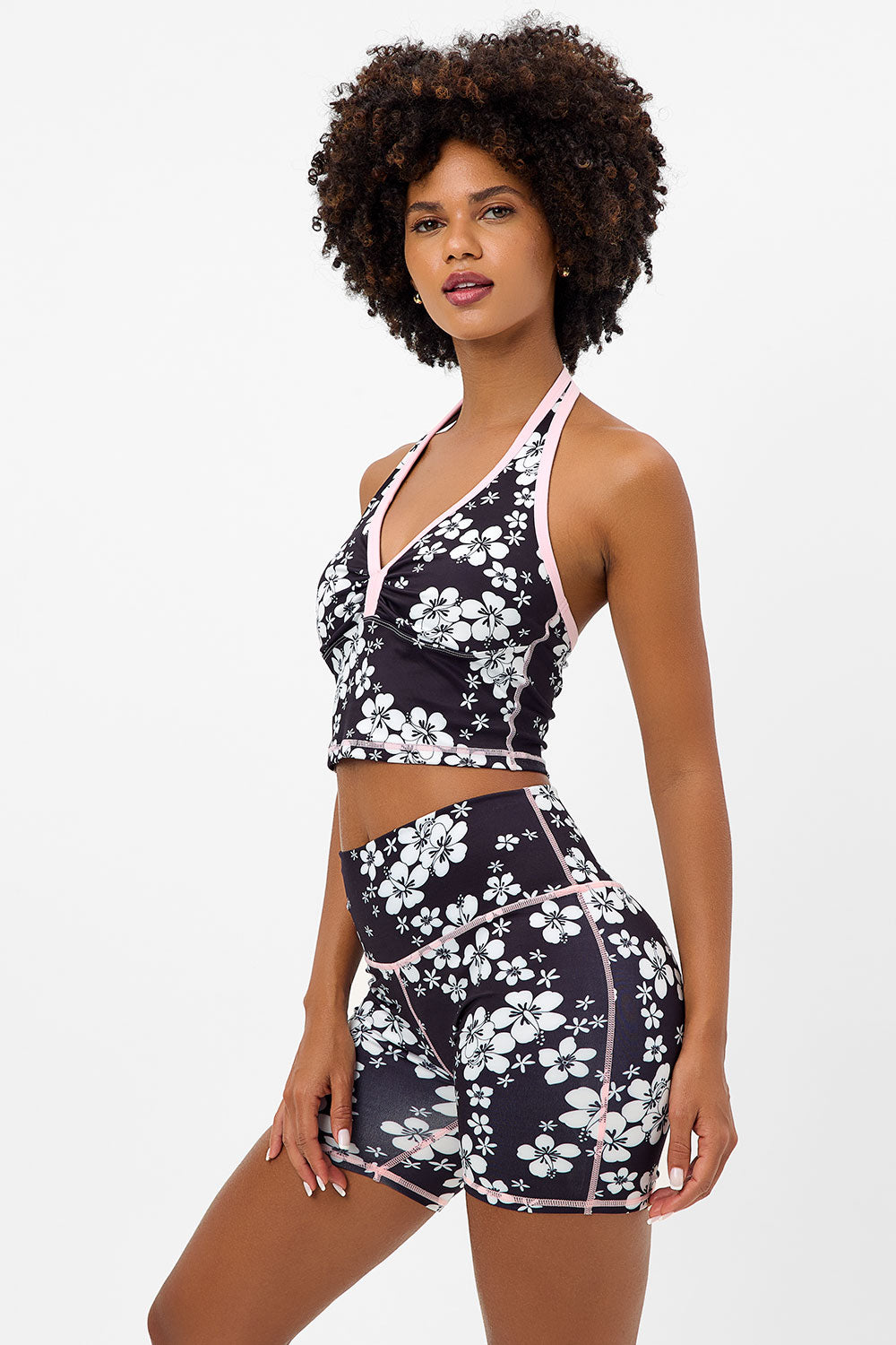 Lively Halter Floral Sports Bra - Plush Plumeria - Image 3