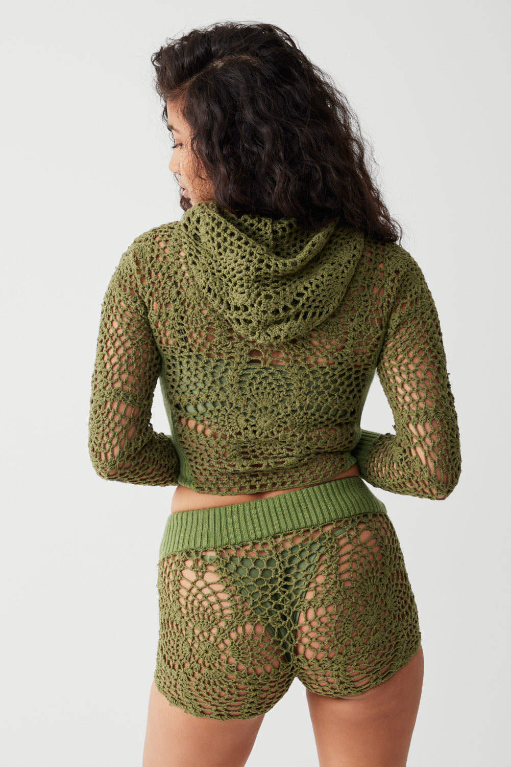 Alternative view of Lyla Crochet Zip Up Hoodie - Sea Moss