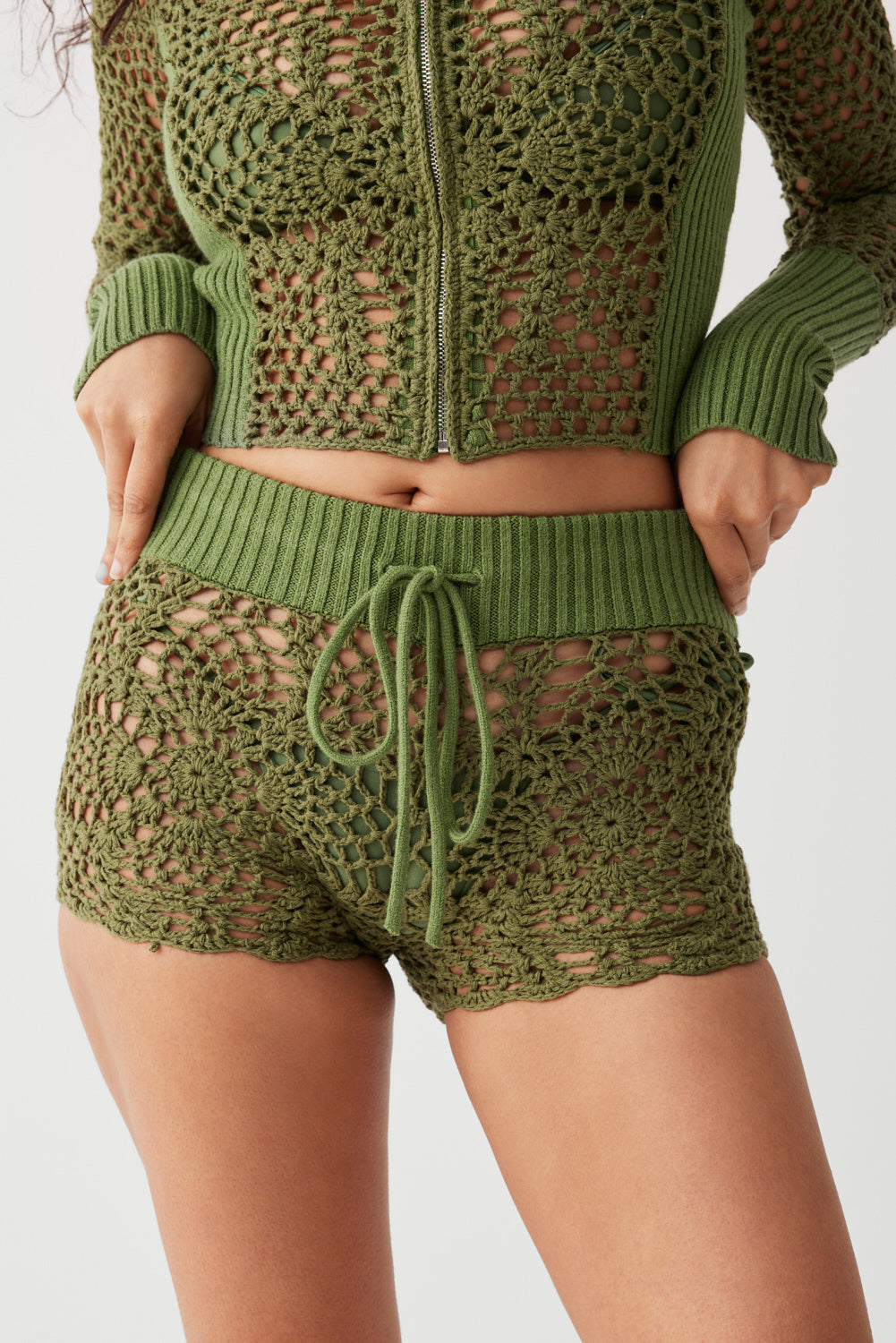 Alternative view of Lyla Crochet Mini Short - Sea Moss