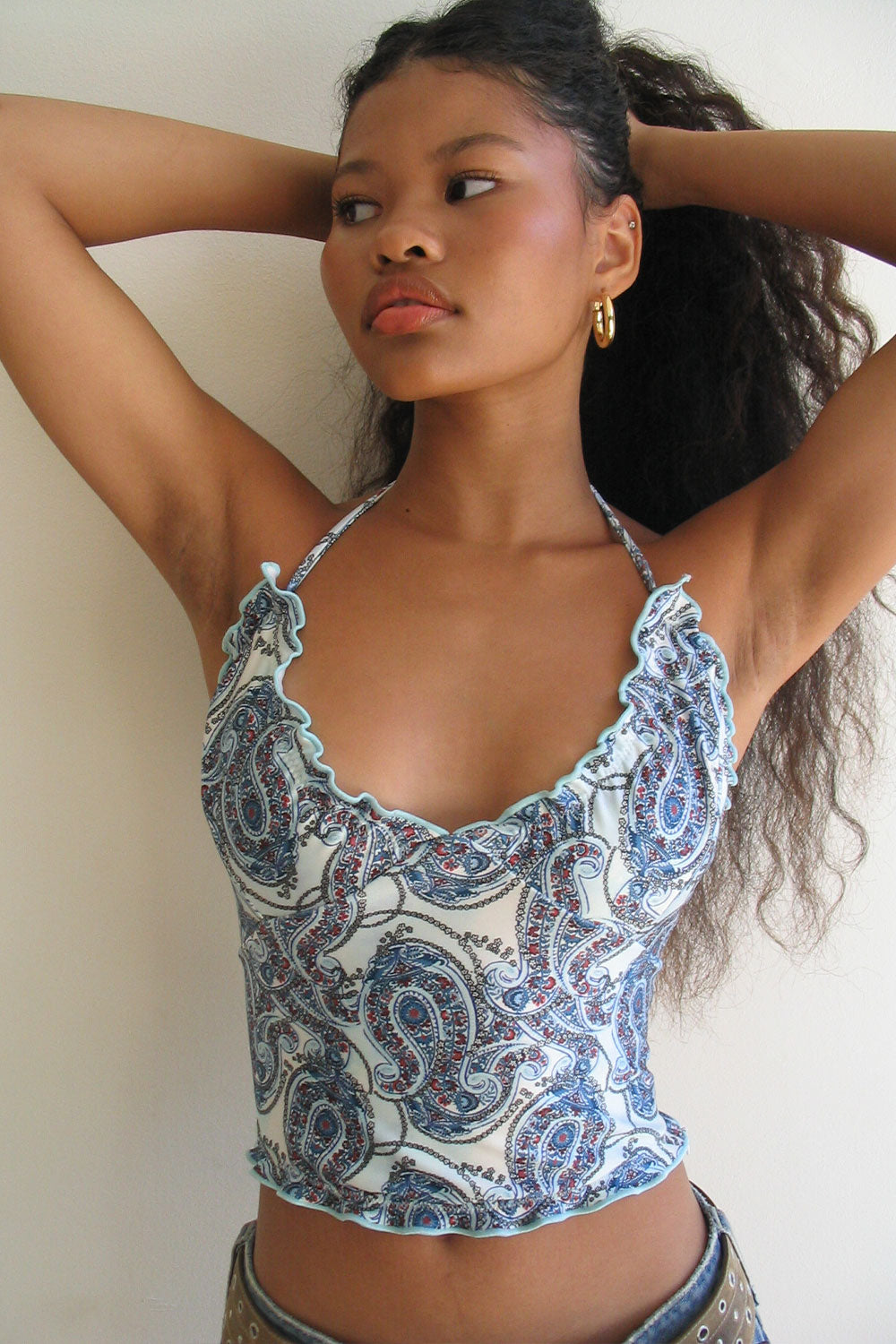 Alternative view of Marlowe Shine Halter Bikini Top - Paradiso Paisley