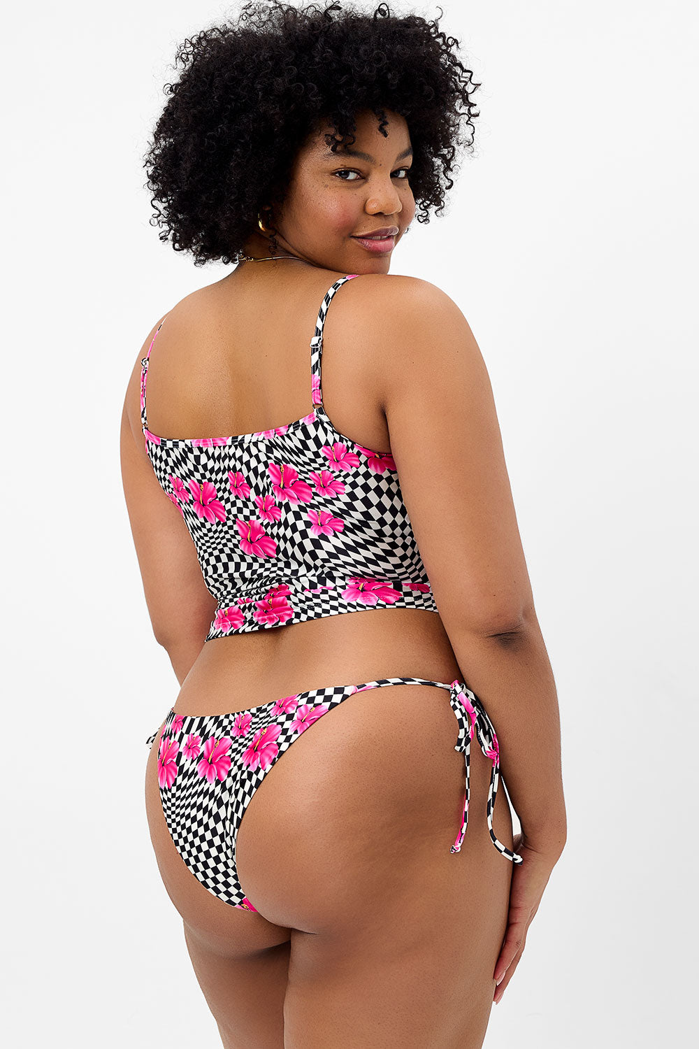 Meg Shine Tankini Bikini Top - Black Morrison Hibiscus - Image 3