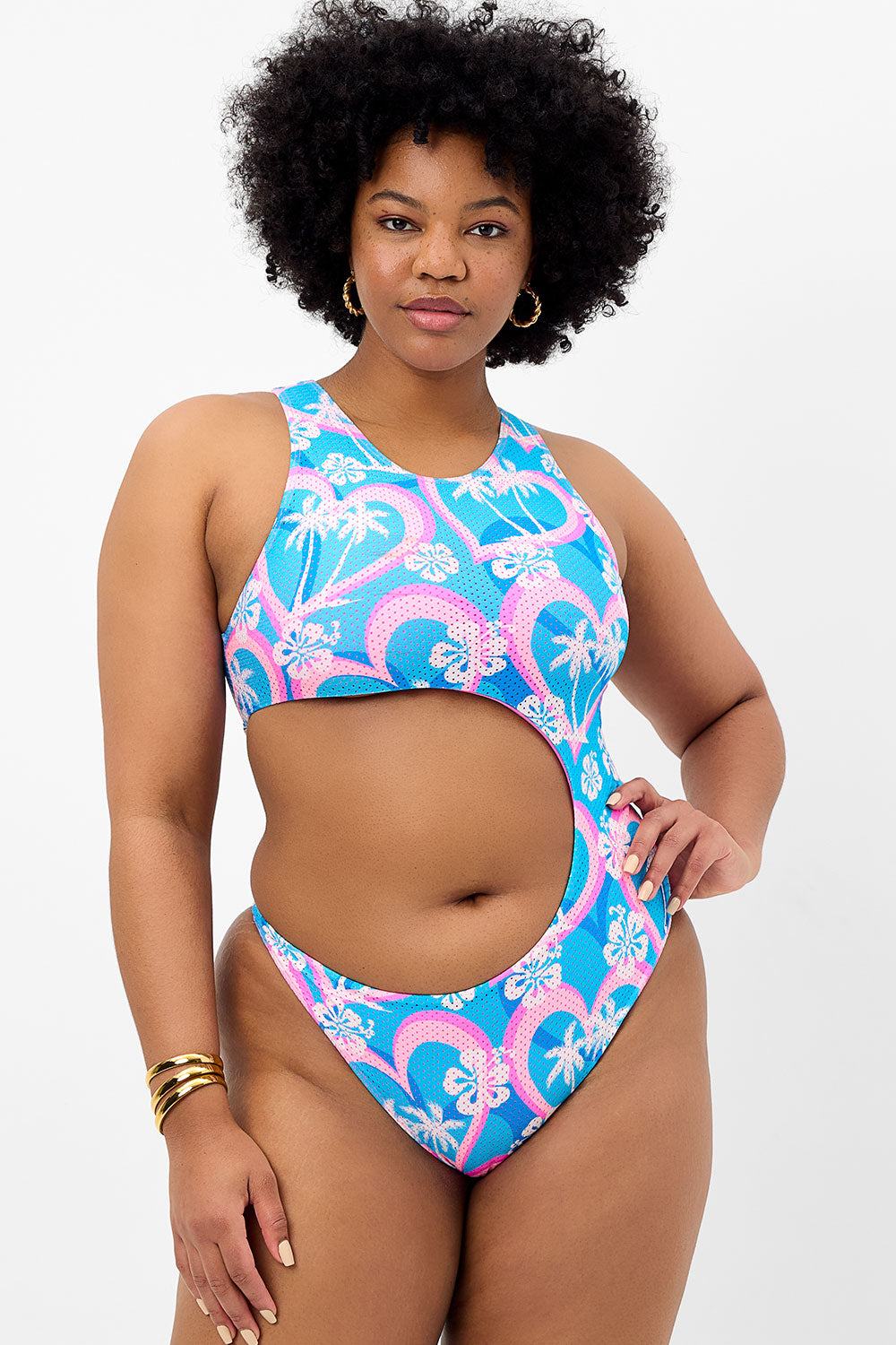 Mel Mesh High Neck One Piece Swimsuit - Tropic Love - Image 2