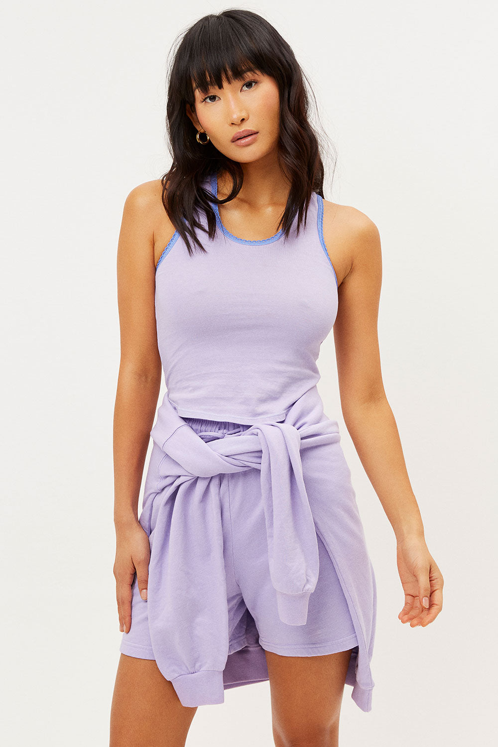Messman Ribbed High Neck Tank - Lilac