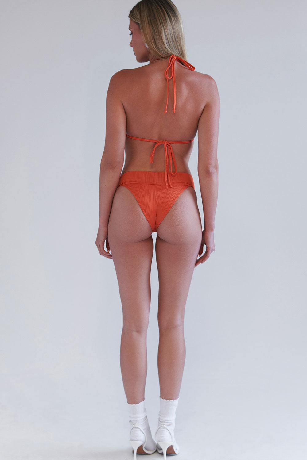 Nick Plissé Triangle Bikini Top - Mango - Image 3
