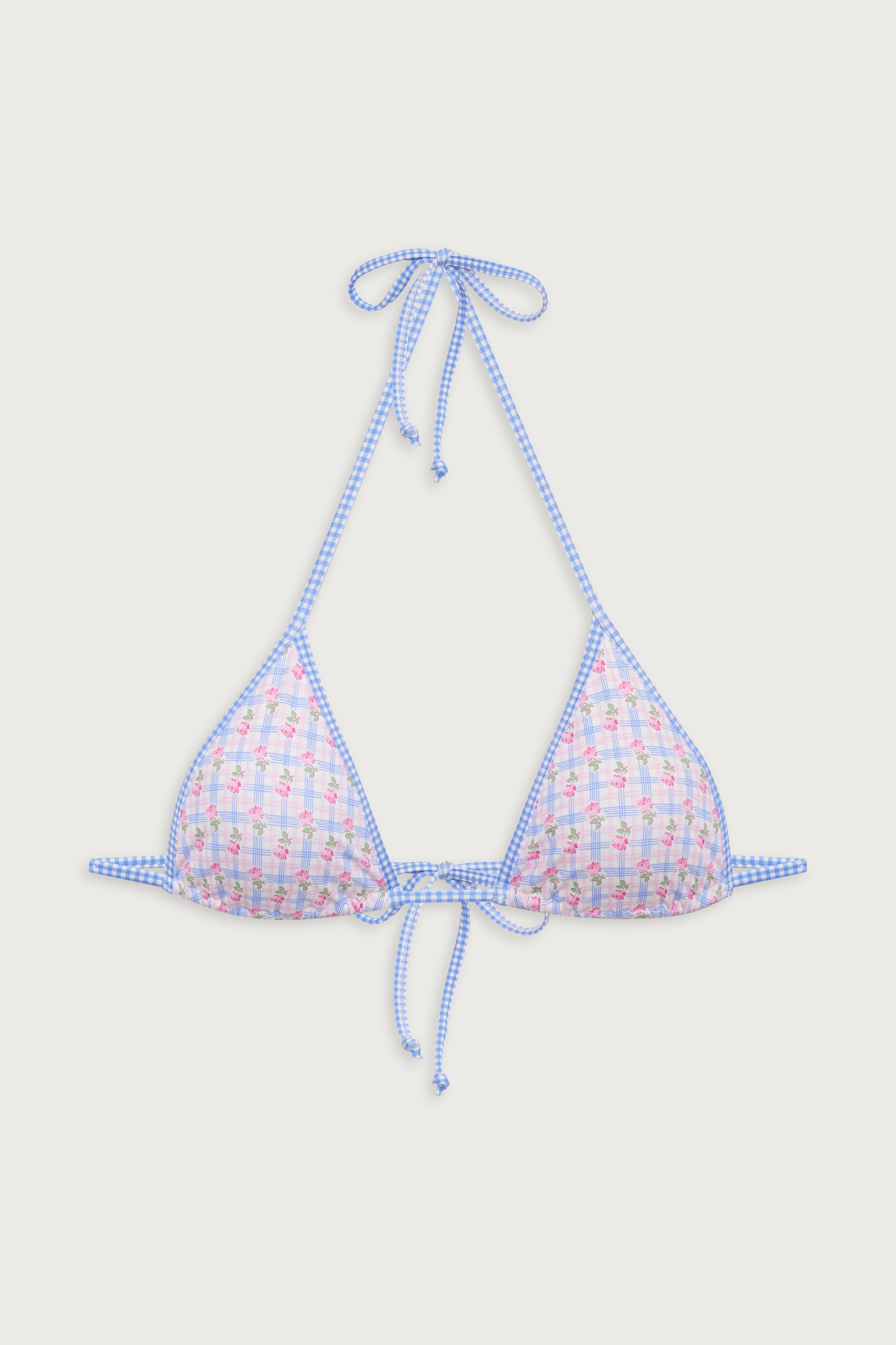 Nick Plaid Triangle Bikini Top - Rose Picnic - Image 3