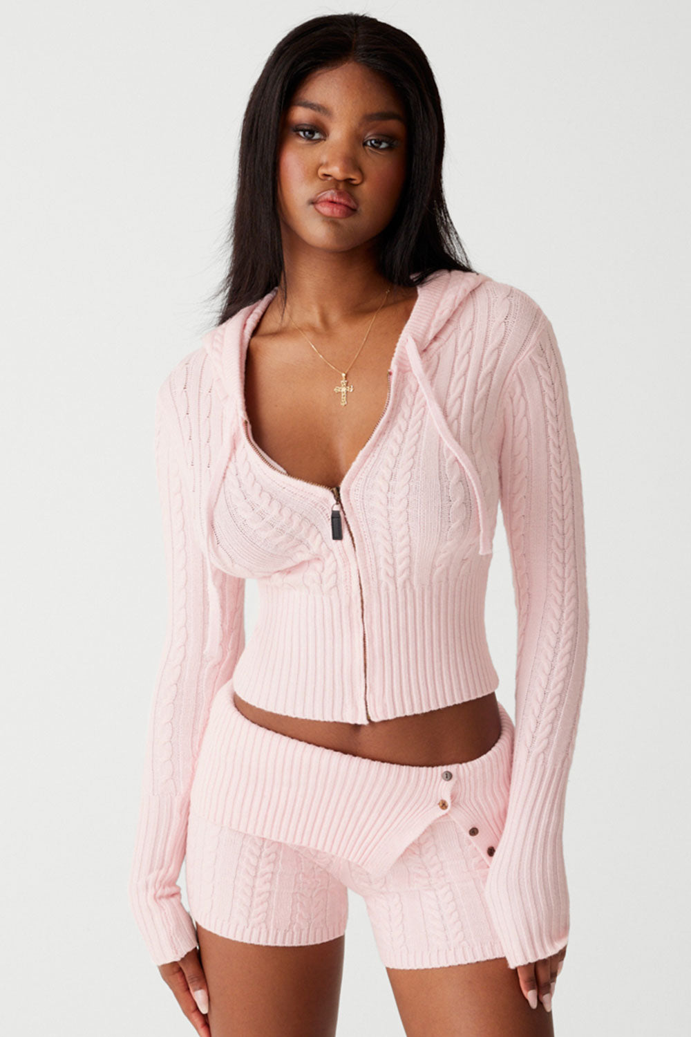 Nolan Cable Cloud Knit Mini Short - Rose Quartz - Image 5