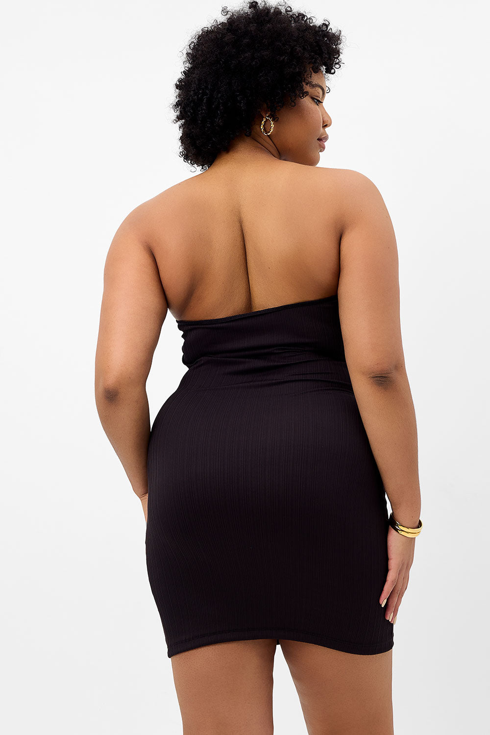 Palmer Plissé Strapless Dress - Black - Image 5