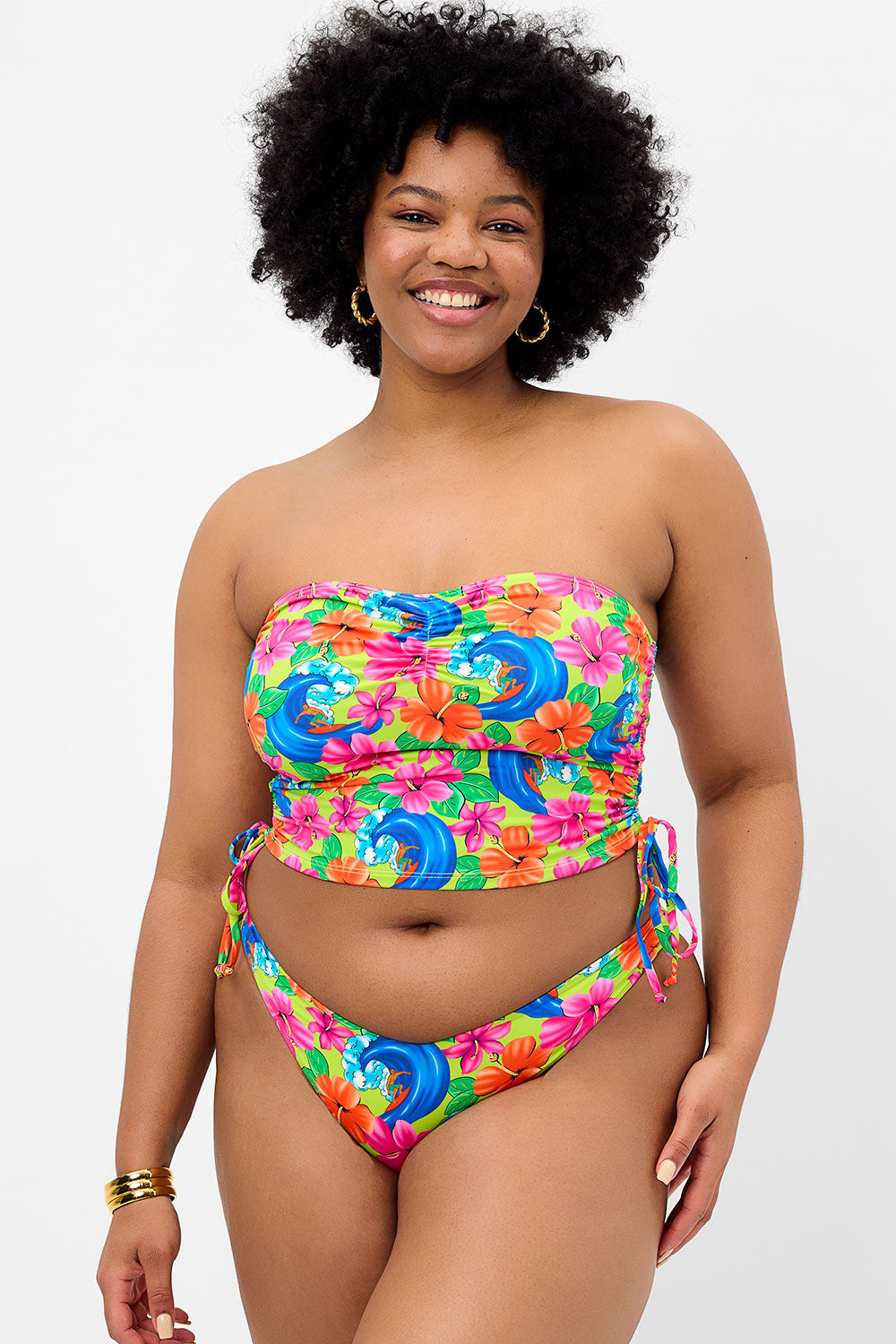 Paloma Floral Strapless Bikini Top - Neon Surfer - Image 2