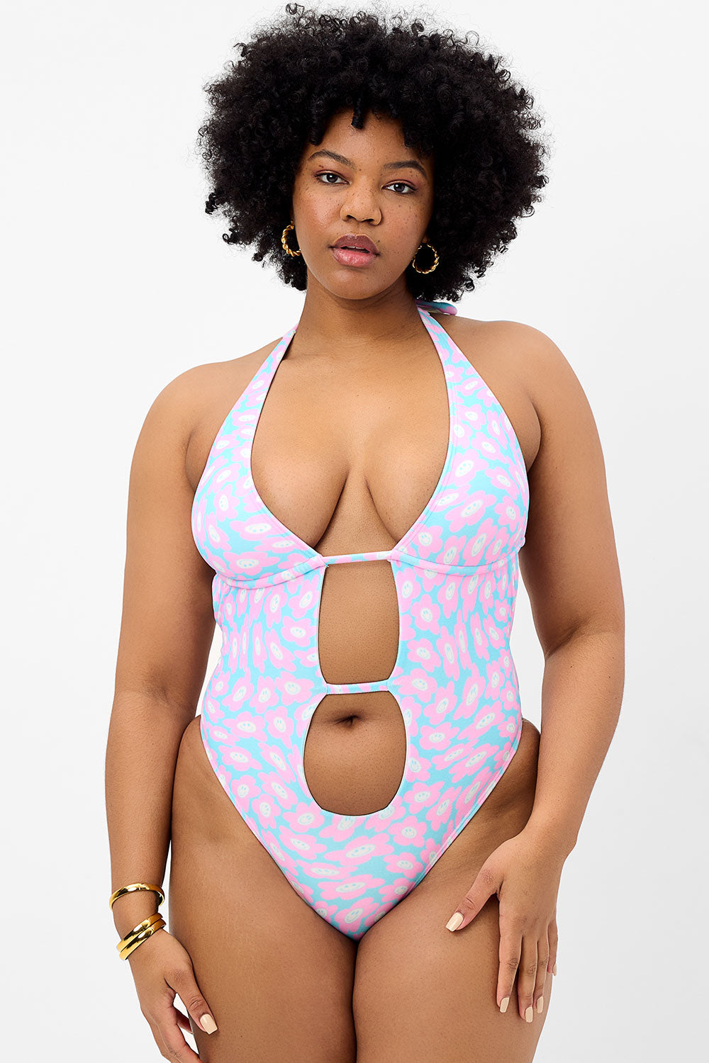 Paris Terry Halter One Piece Swimsuit - Daisy Dream - Image 2