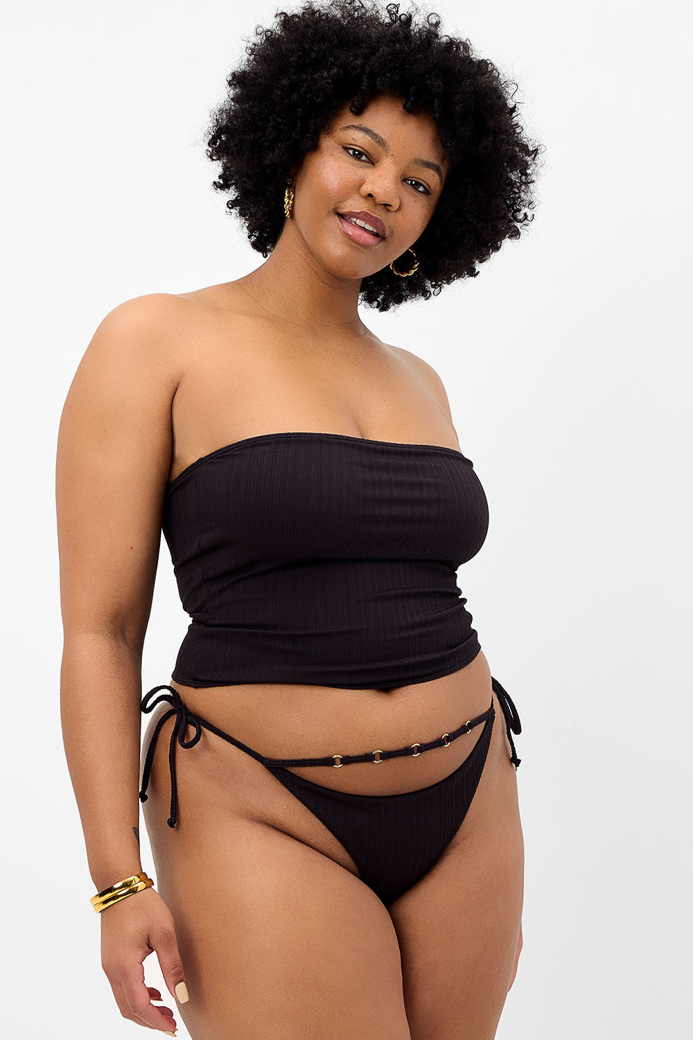 Alternative view of Peace Plissé Strapless Bikini Top - Black