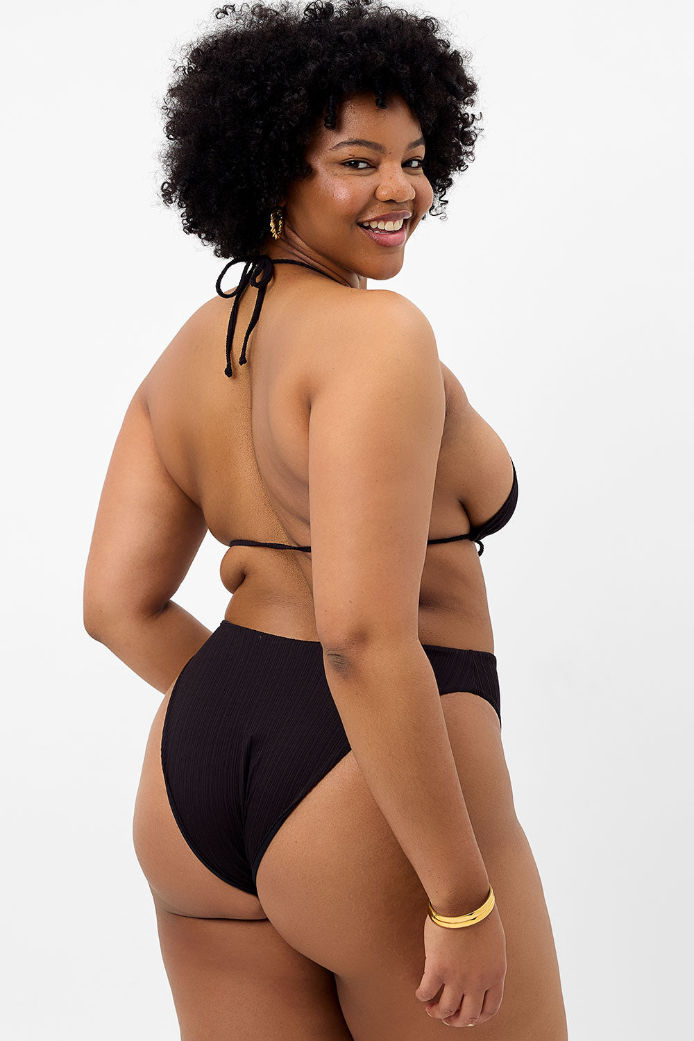 Phillipa Plissé Micro Triangle Bikini Top - Black - Image 3