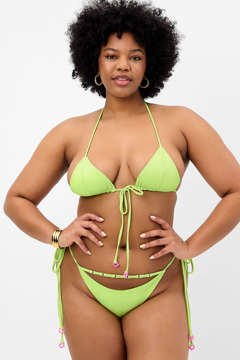 Phillipa Plissé Micro Triangle Bikini Top - Kiwi - Image 3